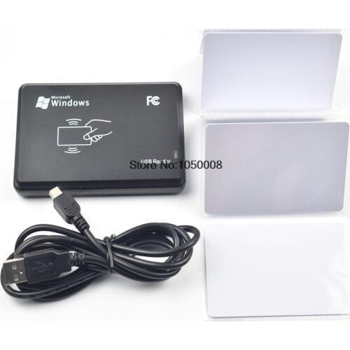 125KHz Black USB Proximity Sensor Smart RFID ID Card Reader + 5pcs EM4100 Card