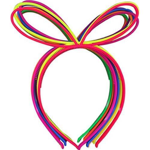 XIMA 12pcs Rabbit Ears Plastic Girls Headbands ABS Head Bands Children Headwear School Hairbands Bright Colors Mix GHB014