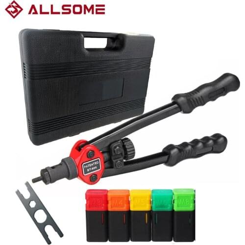 ALLSOME BT-606 Rivet Nut Tool Hand Riveter Rivet Gun with 5 Metric Mandrels