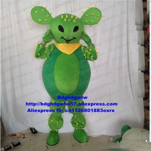 Green Cactus Cacti Cereus Cactaceae Mascot Costume Adult Cartoon Character Outfit Suit Children Program Someone Inside zx380