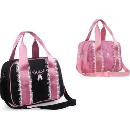 Adults Women Black/Pink Embroidery Ballet Bag Girls Lace Dance Bag For Ballet Children Handbags Printed Dance Shoes Messager Bag