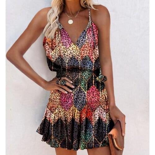 2021 Summer Runway Designer Dress Womens High Quality Sleeveless Print Spaghetti Strap Dress sexy Elegant vestidos