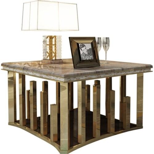 Natural marble Stainless steel Coffee Table Living Room Home Furniture minimalist modern rectangle mesas de centro table basse