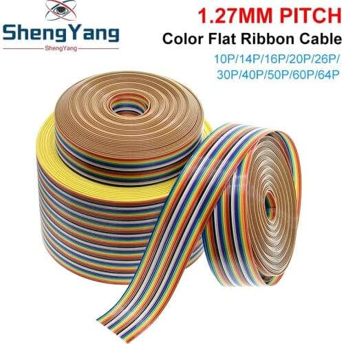 1Meter 10P/12P/14P/16P/20P/26P/34P/40P/50P 1.27mm PITCH Color Flat Ribbon Cable Rainbow DuPont Wire for FC Dupont Connector