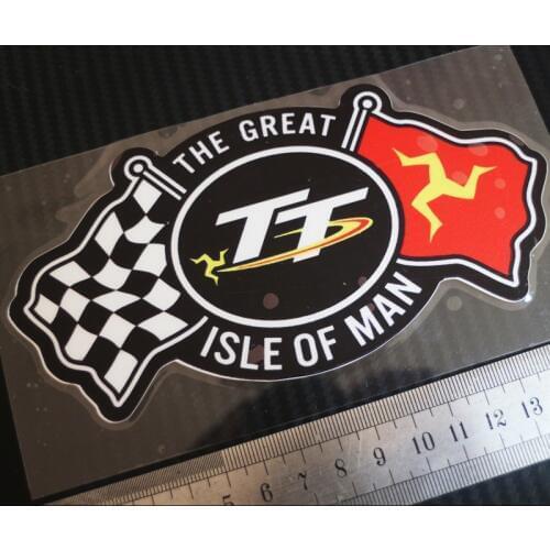 1PCS moto car Styling Sticker Decals For TT Isle of Man the great Plaid flag Badge Reflective sticker