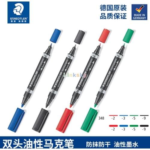 Staedtler Text marker Lumocolor Duo permanent, 348 series,Line width 0.6 mm and 1.5 mm,Black,red,blue,green,school supplies