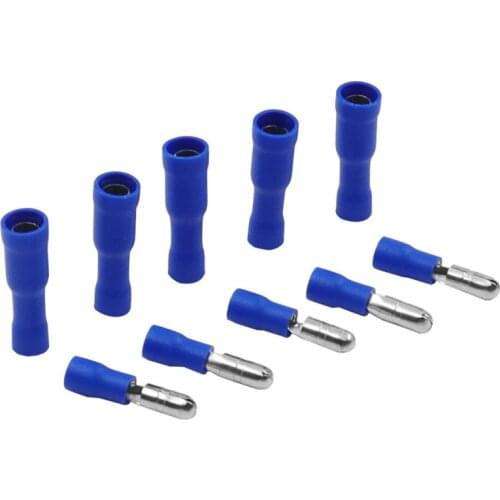 100PCS Blue Assorted Female + Male Bullet Butt Connector Insulated Crimp Wire Terminals kit for power cut or replacement parts