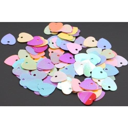 100Pcs/Lot 10mm Heart Shape Mixed Color Sequins PVC Loose Paillettes DIY Sewing Handicraft Wedding Craft Lentejuelas Accessories