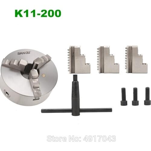 200mm SANOU 8 Inch 3 Jaw Self Centering Lathe Chuck K11-200 Metal Scroll Chucks for CNC Drilling Milling Machine