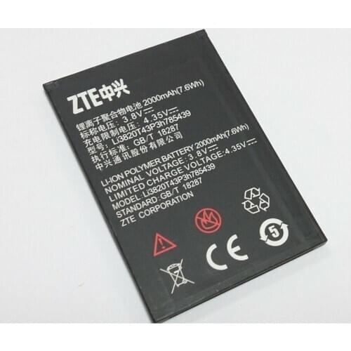 2000mAh 3.8V Li3820T43P3h785439 L3 Replacement Cell Phone Battery for ZTE Blade L3 Mobile Phone Battery
