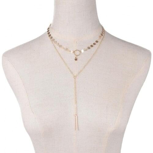 2020 Popular Fashion Girl Necklace Sexy Simple Street Shooting Handmade Sequins Star Tassel Clavicle Necklace Women The Whitcher