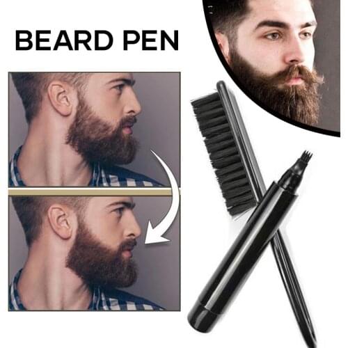 2021 Beard Filling Pen Kit for Patchy Areas 4-tip Mustache Drawing Pen & Brush Waterproof & Sweat Proof Black / Dark Brown