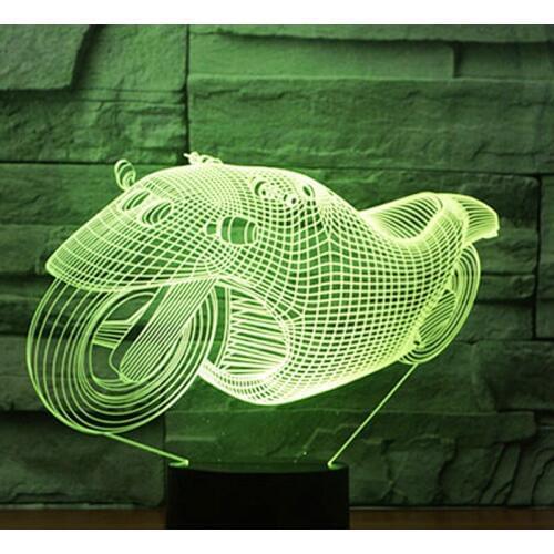 3D LED Night Lights Dynamic Motorcycle with 7 Colors Light for Home Decoration Lamp Amazing Visualization Optical Illusion Aweso