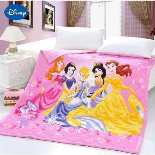 Shining Princess Quilts Bedding Twin Single Queen Comforters Cotton Fabric Woven Disney Character Prints Girls Summer Pink Color