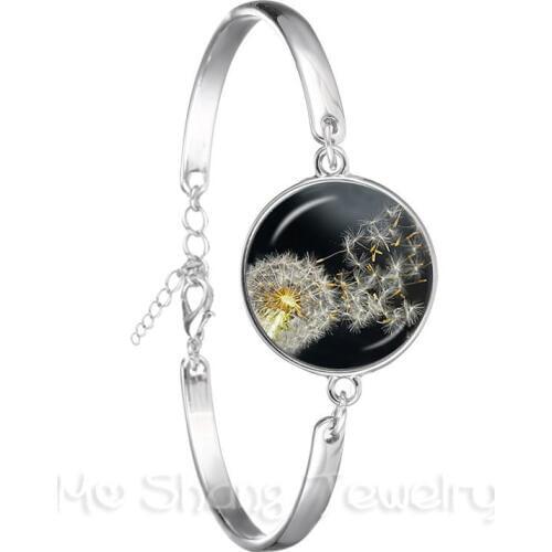 Dandelion Bracelet More Beautiful Flowers Design Glass Dome Leather Bangle European And American Jewelry Best Gift For Friends