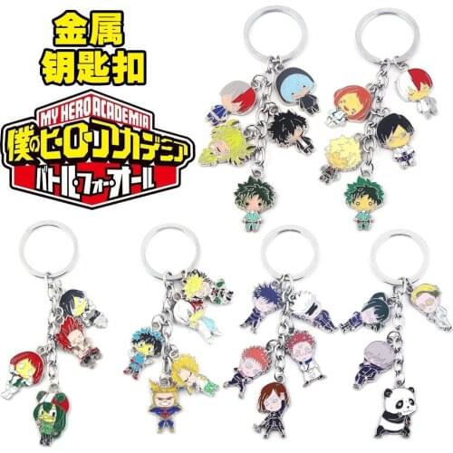 Anime My Hero Academia Keychain Izuku Midoriya Katsuki Bakugou All Might Shoto Todoroki Figure Pendant Key Chain Keyring Gift