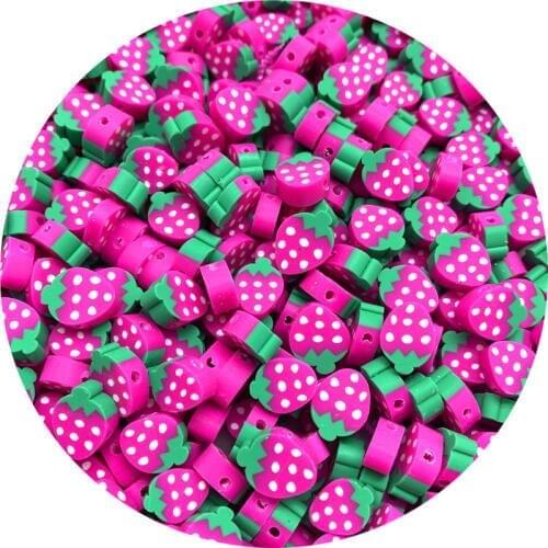 30pcs/lot 10mm Strawberry Beads Polymer Clay Beads Mixed Color Polymer Clay Spacer Beads For Jewelry Making DIY Bracelet