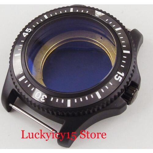 44mm PVD Coated Watch Case With Ceramic Bezel Fit MIYOTA 8215 8205 Automatic Movement