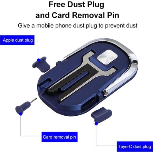 Phone Ring Holder Finger Grip 360° Rotate Stand Mount For Mobile Phone Universal Magnetic Metal Plate Slim Card Removal Pin