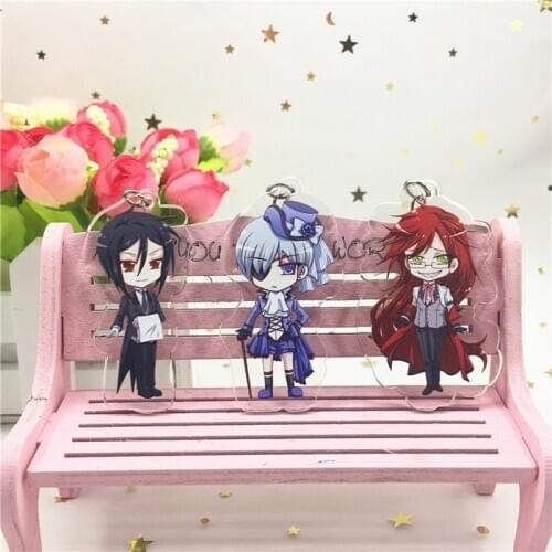 Black Butler Chain for Pants Keychain Acrylic Man Key Chain Women Key Holder Couples Keyring Pendant Brelok Sebastian Michaelis