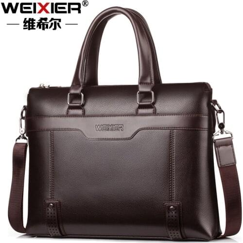 Mens Business Briefcase Casual Solid Color Large-capacity Luxury Crossbody Bags Soft PU Leather Bag 14 inch Laptop Bag For Men