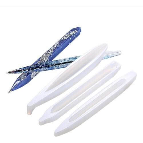DIY Ballpoint Pen Shape Silicone Crystal UV Resin Epoxy Pen Holder Handmade Craft Stationery Mold Penholder DIY Jewelry Making