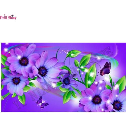 Purple daisy butterfly 5D DIY Diamond Painting Cross Stitch Full square Diamond Embroidery Home Decor Mosaic floral Painting