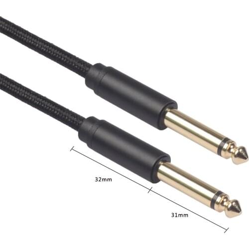 Guitar Bass Cable Musical Instrument Audio Cable 6.35mm*3m 1/4" Mono Male To Male Guitar Cable Braided Connecting Wire Cord