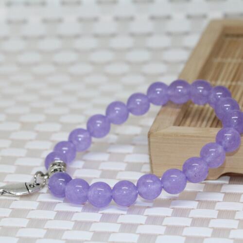 Hot sale fashion high grade violet jades chalcedony stone 8mm round beads bracelets romantic women jewelry making 7.5inch B2022