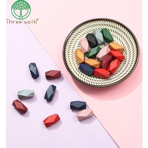 50pcs Faceted Long Hexagon Wooden Beads Geometric Wood Craft Fit Handmade Pendant Necklace Earrings