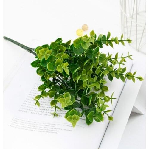 The simulation flowers plastic fake dried flowers Eucalyptus leaves money green potted plants