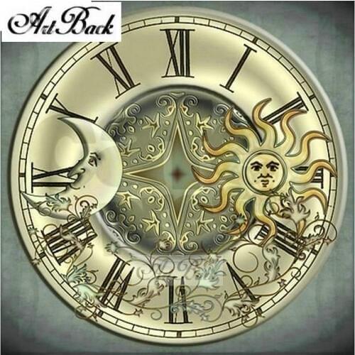 ArtBack crafts 5d diamond painting clock diy full square / round drill sun moon religious icon diamond mosaic home decoration