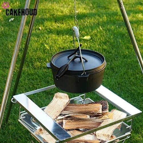 New Outdoor Cast Iron Pot Stew Pot Barbecue Soup Pot Picnic Boiling Water Hanging Pot Stew Meat Roast Chicken Pig Iron Hot Pot