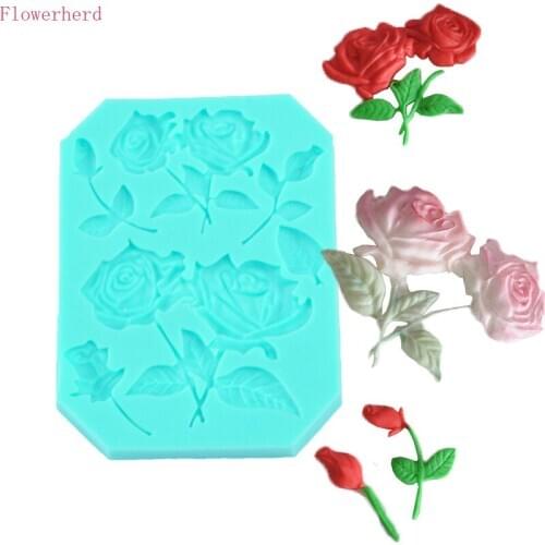 Red Rose Fondant Cake Silicone Mold Baking Tools DIY Valentine Rose Cake Flower Chocolate Mold Handmade Soap Mold Cake Decor