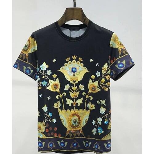 Summer Original Hot-Selling Business All-Match Printing High-Definition Exquisite Mens T-Shirt British Stretch Sweat-Absorbent