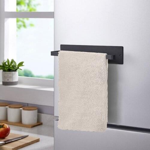 Magnetic Wall-Mounted Towel Rack Bathroom Towel Storage Shelf Organizer Wall Mount Towel Holder Floating Wall Shelf