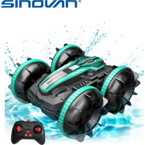 Sinovan Stunt RC Car 1200mAh 4wd Water & Land 2in1 Remote Control Car 2.4G Double Side Flip Amphibious RC Drift Car Toys for Kid