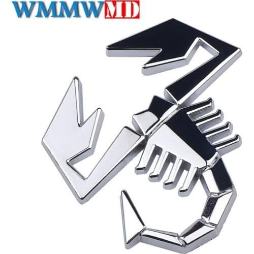 3D Metal Black Silver Scorpion Shape Emblem Badge Sticker For Fiat Abarth VW Renault Car Door Fender Trunk Rear Decor