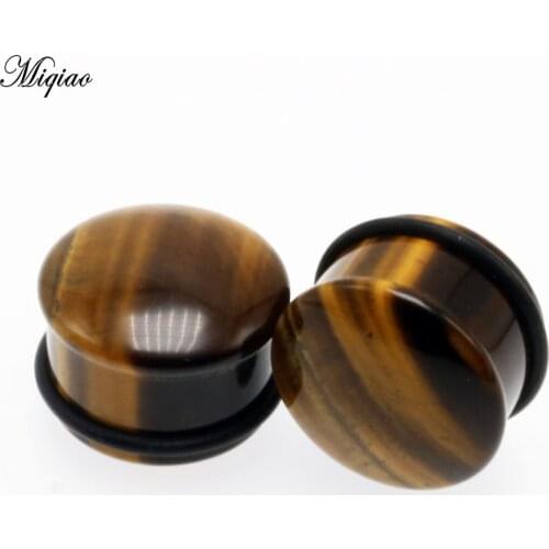 Miqiao 2pc Stone Ear Gauges Ear Expander 6-16mm Body Piercing Jewelry for Women and Men Gift