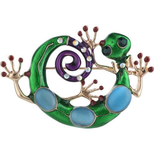 Mloveacc azul esmalte gecko lagarto serpiente para las mujeres broches corsage, adornos kihen broche coroa relogio femin