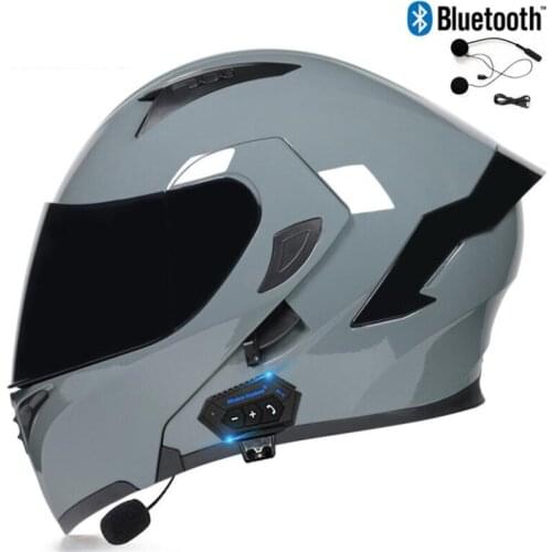 Motorcycle Bluetooth Helmet Flip Up Visor Dual Lens Casco Moto Men Helmet Motorcycle Motorbike Motocross Full Face Helmets
