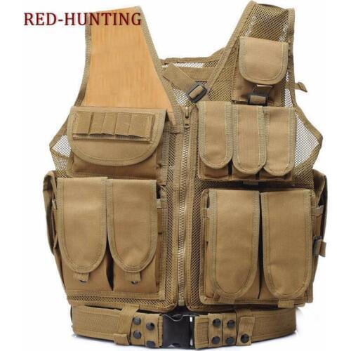 Men Tactical Vest Molle Military Tactical Paintball Assault Shooting Hunting Clothes Clothing with Holster