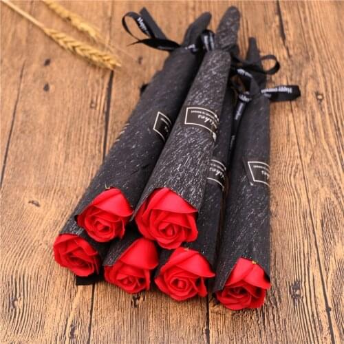 1pc Soap Rose Artificial Carnation Friend Valentines Day Gift Anniversary Flower Set Fake Rose Soap Flower Wedding Decor