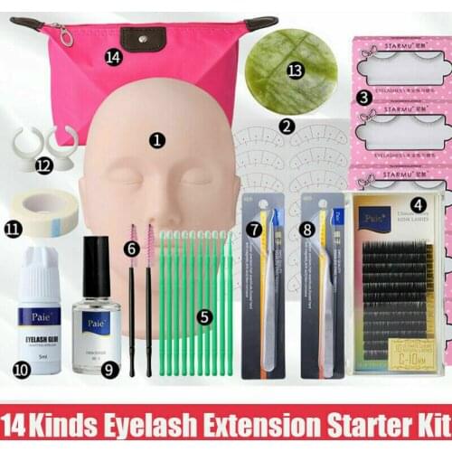 Eyelash Grafting Set Eyelash Extension Makeup Practice Kit Dummy Head Model Basic Exercise Tools For Beginner Shop Trainee