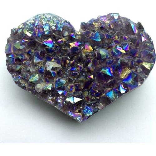Natural aura amethyst quartz crystal cluster heart shape healing stones