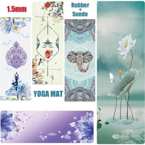 Natural Rubber Non-slip Yoga Mat 1.5MM Suede Printing Pilates Towel Female Exercise Pad Portable Folding Sweat-absorbent