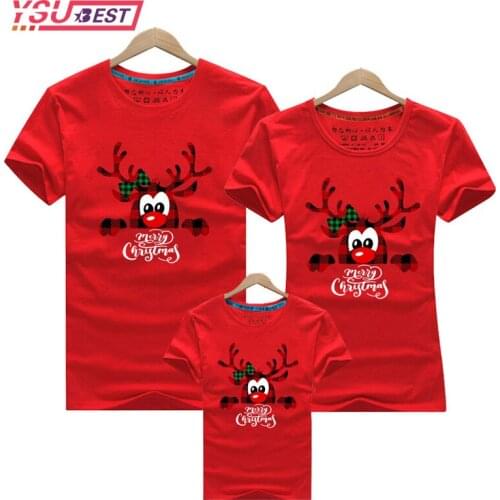 Christmas Dad&mom Tshirt Baby Cotton Christmas Family Party Clothes Funny Deer Print Mommy Daddy and Baby Cute Matching Outfits