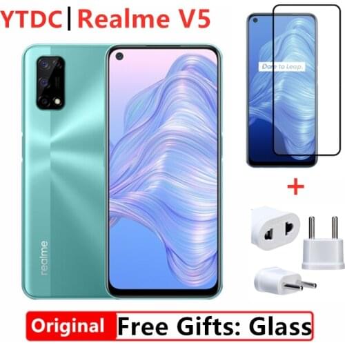 Original Realme V5 Cell Phone 5G 5000mAh Battery 30W Dash Charger 6.5 inch 2400*1080 FHD+ Screen 20:9 Screen Main Camerea 4800MP