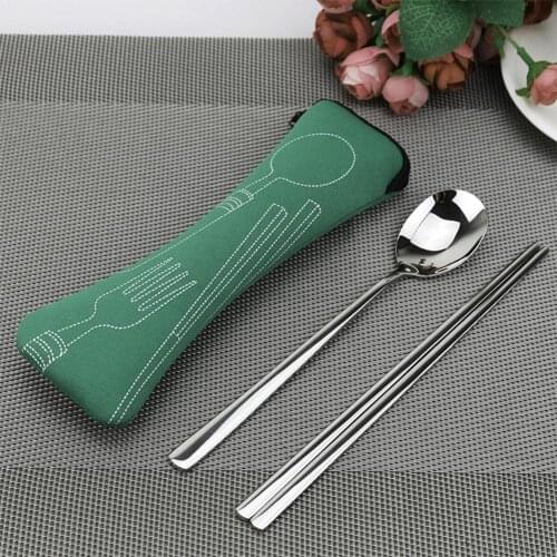 Portable Tableware Bag Zipper Cutlery Pouch Travel Camping Recyclable Chopsticks Sppon Holder for Outdoor
