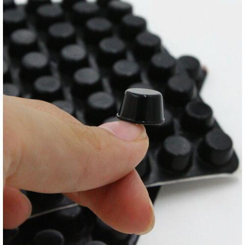 Self Bumpons Adhesive Feet Circles Black Silicone Rubber Cylindrical Flat
